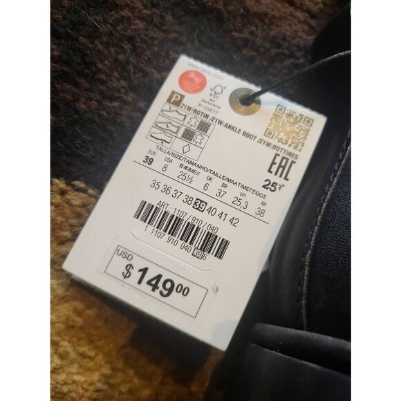 NWT Zara Boots Women's 8 Black Chelsea Genuine Leather Lug Sole Platform - Picture 5 of 6